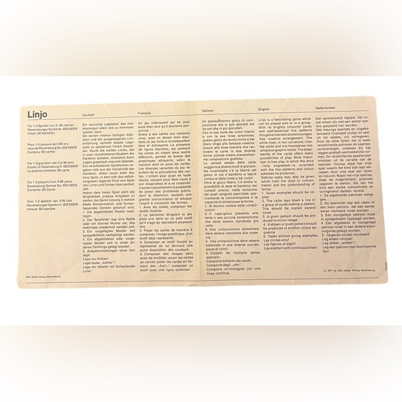 Vintage 1971 Linjo educational card game/puzzle - Picture 7 of 9